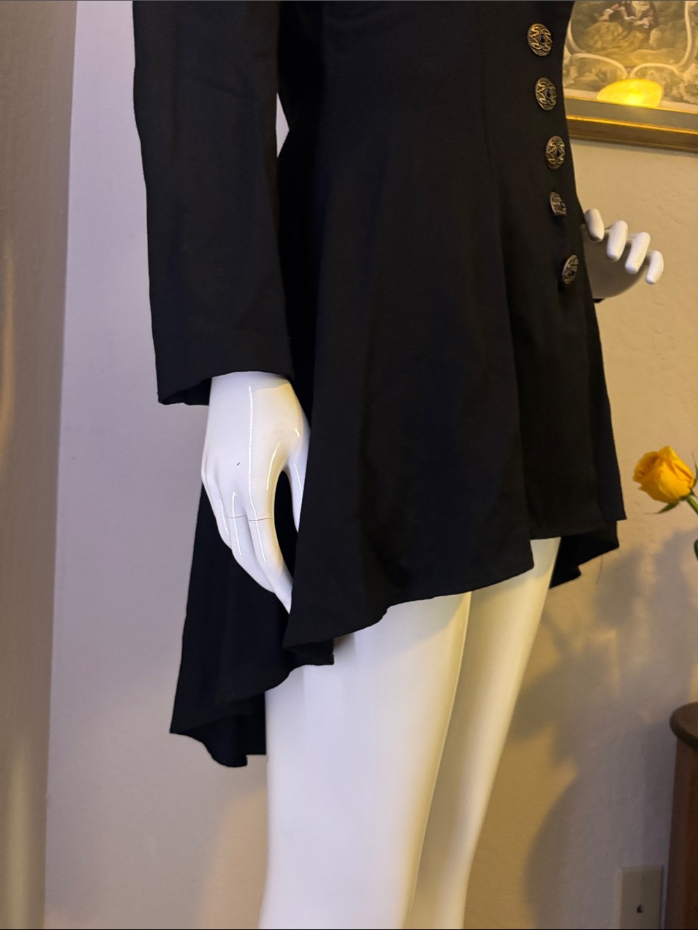 Addiction Women's Black Asymmetrical Blazer with Decorative Buttons - Picture 2 of 9